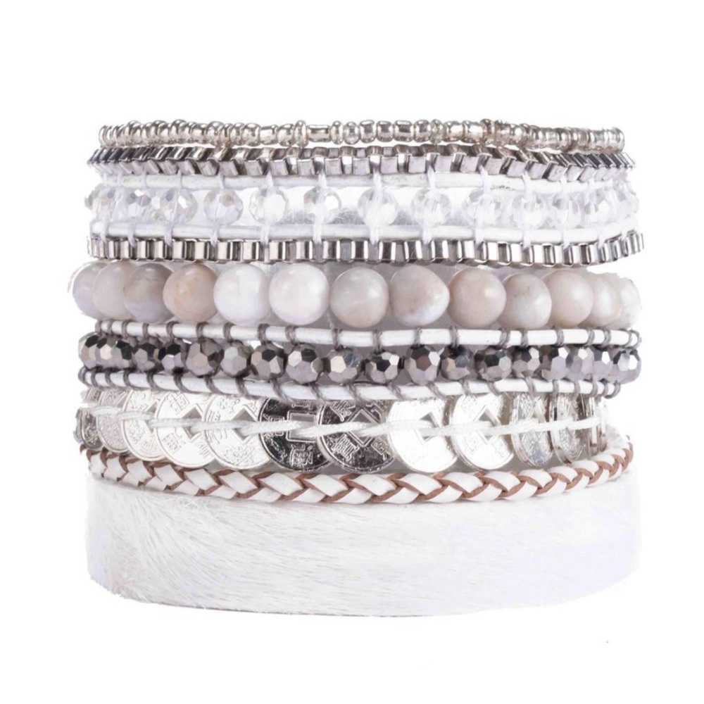 Victoria Emerson Mendoza White & Silver Bracelet